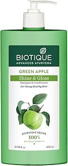 Biotique Green Apple Shine & Gloss Shampoo & Conditioner| Promotes Healthy, Shiny and Glossy Hair | Nourishes Scalp | Makes Hair Soft & Smooth |100% Botanical Extracts| All Skin Types | 650ml