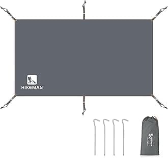 Hikeman Tent Footprint - Waterproof Camping Tarp, Heavy Duty Tent Floor Saver, Ultralight Ground Sheet Mat for Hiking, Backpacking, Hammock, Beach - Storage Bag Included(PU3000mm,140 * 210CM)