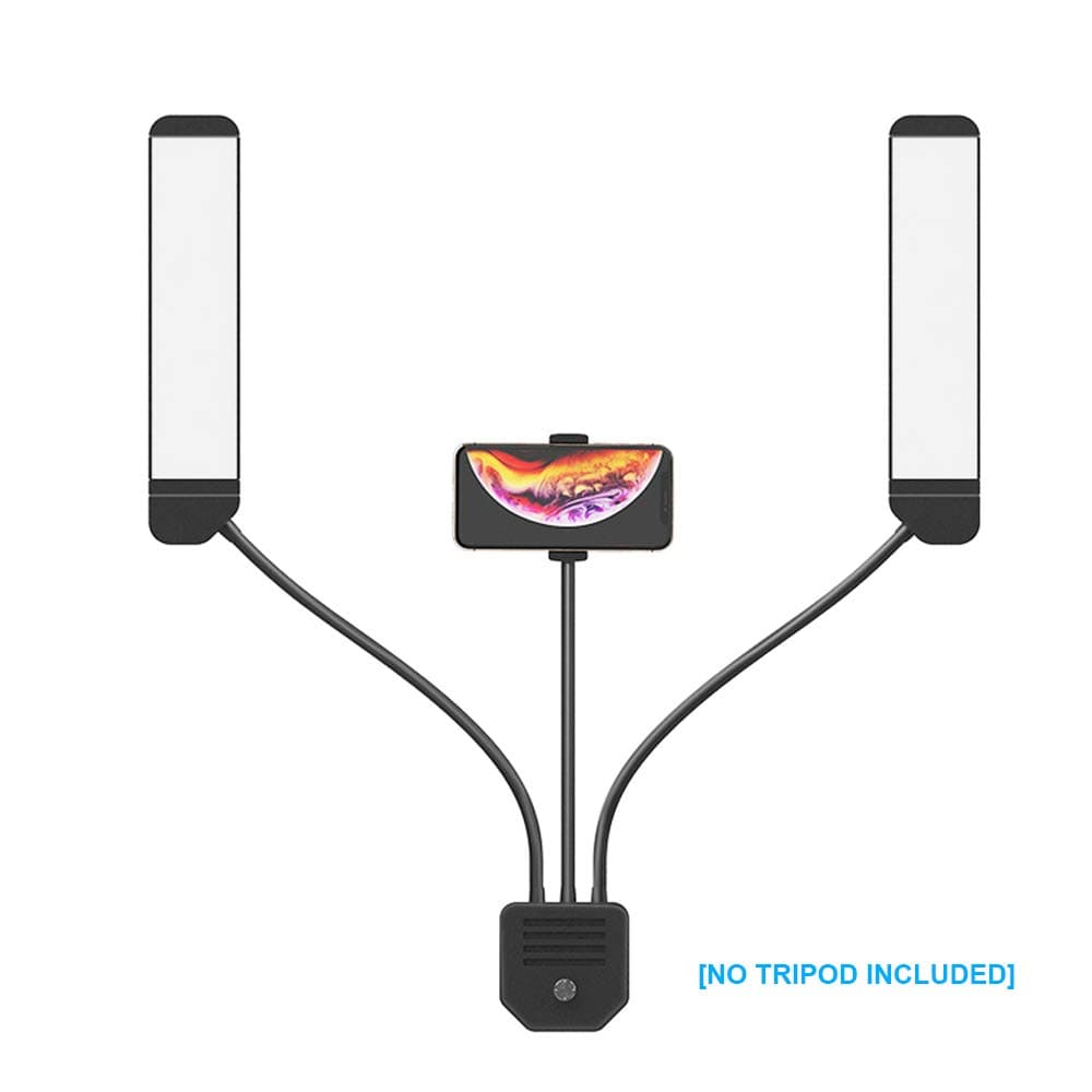 SYL Dimmable 2 Swing Arm LED Light Kit for Permanent Makeup Store Nail Tattoo Beauty Salon Eyelash Extension, Bendable Indoor & Outdoor Ring Lights for Live Stream Video Production [Without Tripod]