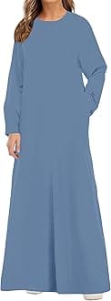 WSPLYSPJY Solid Color Zipper Abaya Muslim Dresses for Women Girls Pockets Islamic Prayer Clothes