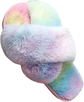 LZLER レディース ファジーふわふわ ふわふわスリッパ ファー フリップフロップ オープントゥ スリッパ クロスバンド シューズ スライド レディース ハウス ホーム インドア アウトドア