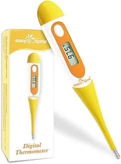 Digital Oral Thermometer for Adult and Kid, Easy@Home Accurate Fast Reading Body Temperature Thermometer for Oral and Underarm Measurement with Fever Alarm，EMT-021B-Yellow