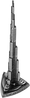 Burj Tower Model, 18cm Alloy Miniature Dubai Tower Statue with Electroplated Finish Vintage Desk Decor for Home Office Souvenir Gift