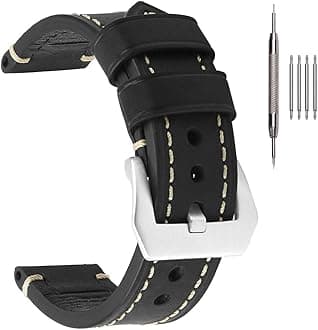 EACHE Leather Watch Bands for Men,Vintage Crazy Horse Leather & Vegetable Tanned Leather & Oil Waxed Thick Leather Watch Bands 20mm 22mm 24mm 26mm