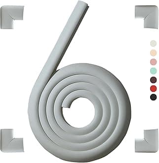 Furniture Corner & Edge Safety Bumpers,Baby Proofing Edge Guards,Kids Children and Baby Safety Foam Protector Products,Suitable for Coffee Table Desk (Grey(4 Corner&6.5 ft Safety Bumpers))