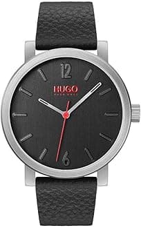 #RASE Men Quartz Stainless Steel and Leather Strap Casual Watch, Color: Black (Model: 1530115), Black, Quartz Watch