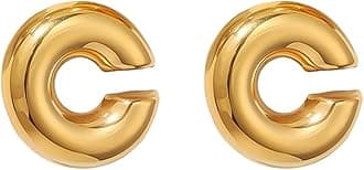 Gold Ear Cuffs for Women - Non-Piercing Chunky Earring Cuff, 18k Oversize Round Clip-on Earrings