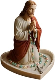 Virgin Mary Rosary Holder，Elegant Our Lady Prayer Rosary Box Religious Gift Catholic Gift Suitable For Bedroom Living Room Office Desktop Decoration Also Suitable For Personal Devotional (B)