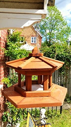 New Large Wooden Hexagonal Bird Feeder Table Feeding