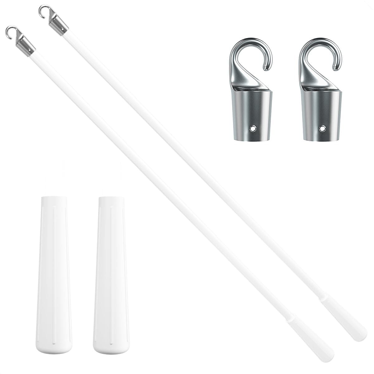 2 Pcs Blind Wand, Vertical Blinds Replacement Parts with Hook and Grip, White Fiberglass Blind Tilt Wand, for Windows Curtain Door Shades Opener Accessory (17 inch)