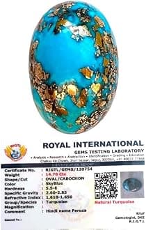 Divine Spirituals AAA Grade Natural Turquoise Gemstone Lab-certified Premium Feroza/Firoza Cabochon For Protection, Healing & Jewelry approx. 14-16 carat