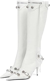 Women's Stiletto Black Knee High Boots Sexy Pointed Toe Boot Fashion Trendy High Heel Boots Zipper