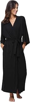 Women's Soft Robes Long Bath Robes Cotton Kimonos Sleepwear Dressing Gown,Solid Color