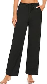iniber Comfy Pajama Pants for Women Stretch Drawstring Lounge Pants with Pockets Casual Wide Leg Pjs Bottoms