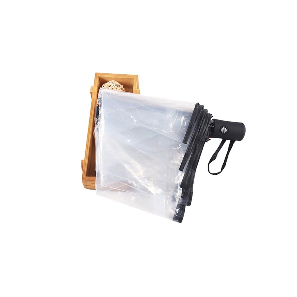 Auto Open Close Transparent Folding Umbrella Automatic Umbrella 8 Ribs Umbrellas Travel Umbrella Lightweight Portable (Black)