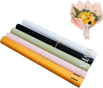 Just Flowers Waterproof Floral Wrapping Paper, Gift Wrapping Paper Roll Sheet, Florist Bouquet Supplies (Multicolor, Love Theme Korean Sheets, Pack of 10)