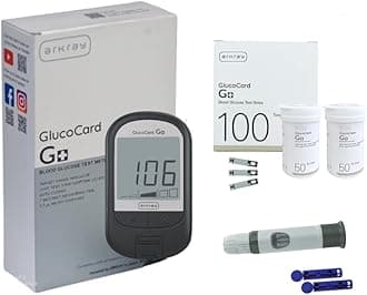 ARKRAY Glucocard G+ Advance Glucometer Machine | Blood Sugar Testing Kit for Diabetes | FREE 100 Test Strips + 25 Lancets | Auto Coding | Accurate Blood Glucose Monitor for Home Use