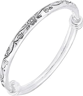 Silver Plated Copper Classic Design Adjustable Antique Designer Bangle for Women