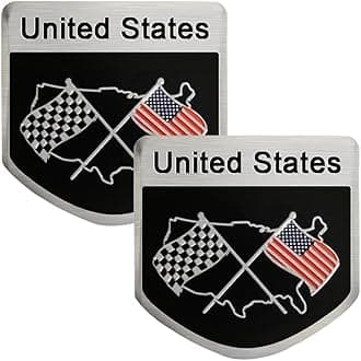 3D Aluminum Alloy American US Flag Decal, 2 PCS 2" X 2" Patriotic Stars Stripe USA Flag Emblem Badge Car Stickers for Laptop/Car/Truck/Window/Bumper