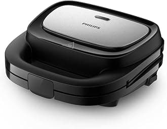 Philips 5000 Series Sandwich Maker - 750W, 3 Sets of different attachment plates, Removable nonstick plates for cleaning, Compact - HD2350/80