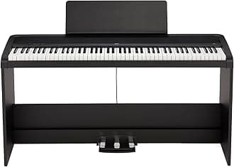 KORG B2SP 88-Key Natural Weighted Hammer Action Digital Piano with Stand and Three-Pedal Unit - Includes Audio/MIDI USB