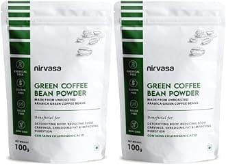 Nirvasa Pure Green Coffee Bean Powder for Weight Loss & Detox | Natural Fat Burner with Chlorogenic Acid | Boosts Metabolism, Energy & Fitness | Unroasted Arabica Extract Powder, 2x100g (Pack of 2)
