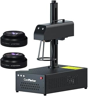 ComMarker B4 50W Fiber Laser Engraver Machine, LightBurn Compatible Laser Engraving with 2 Different Size Lens,2-in-1 Desktop and Handheld Fiber Laser Marking Machine for Jewelry,Sliver,Gold,Tumblers