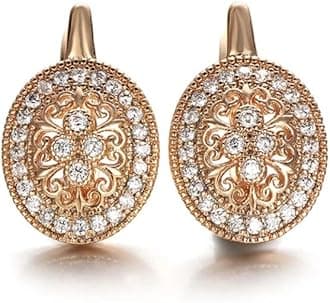 Shining Diva Fashion 18k Rose Gold Plated Latest Fancy Stylish Copper Zircon Bali Earrings for Women and Girls