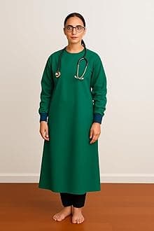 P.M.P.S.® Surgeon Gown Plain | Green Cotton Fabric | Reusable and Washable | Back Tie | Free Size Unisex Green Color 01 - Only Gown