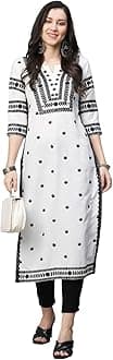 Ladies Cotton Blend Chikankari Embroidered Straight Kurti