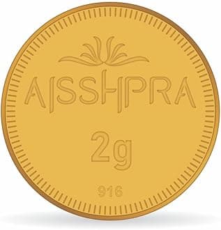 Aisshpra 22K (916) Gold Coin | Bar, Bullion | Certified Purity with Gift Box | Ideal for Diwali, Dhanteras, Akshaya Tritiya, Wedding Gifting & Investment