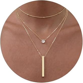 Tewiky Dainty 14k Gold Plated/Silver Cubic Zirconia Necklaces for Women, Simple CZ Jewelry Necklaces Trendy Gifts