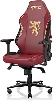 Titan Evo House Lannister Gaming Chair - Reclining & Heavy Duty Computer Chair with 4D Armrests - Magnetic Head Pillow & Lumbar Support - Up to 395 lbs - Red/Gold - Leatherette
