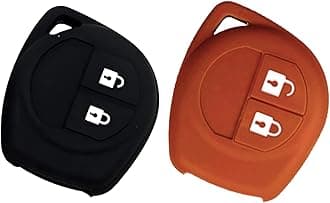 AUTOFRILL 2 Pcs Silicone Car Key Cover for Maruti Suzuki Baleno, Grand Vitara, XL6, Swift, Brezza, Ertiga, Dzire, Celerio, Ciaz, SX4, Ignis, S Presso, S Cross, Fronx 2 Button Key Cover (Black-Brown)