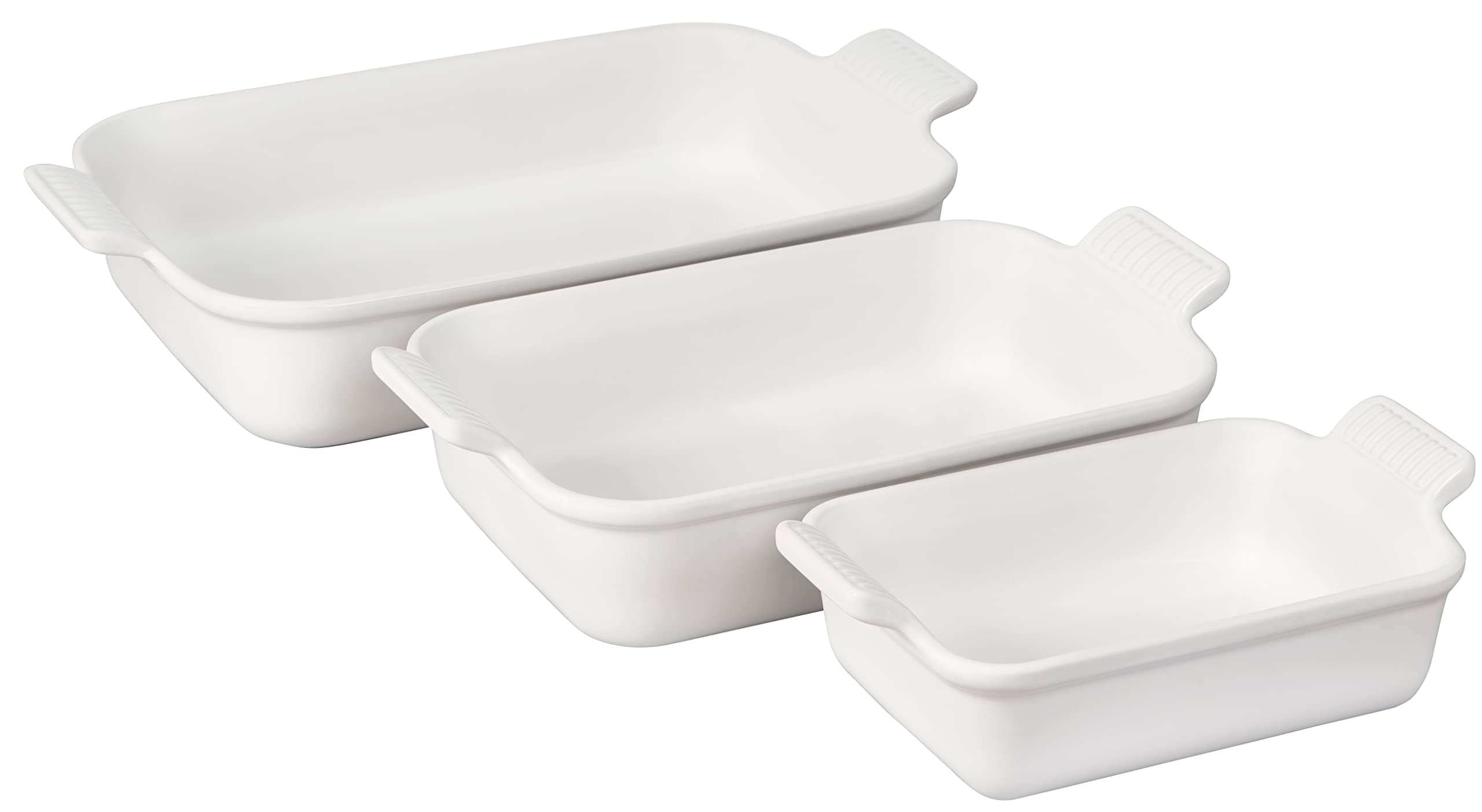 Stoneware Heritage Set 3 Rectangular Dishes, White