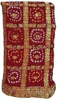 PK HUB Women's Jaipuri Rajasthani Art Silk Bandhani Bandhej Banarasi Gharchola Saree
