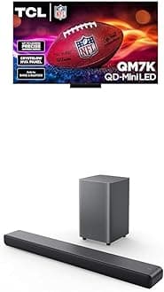 TCL 85-Inch QM7K QLED 4K Smart QD-Mini LED TV with Google TV (85QM7K, 2025 Model) + S55H S Class 2.1 Channel Sound Bar with Dolby Atmos