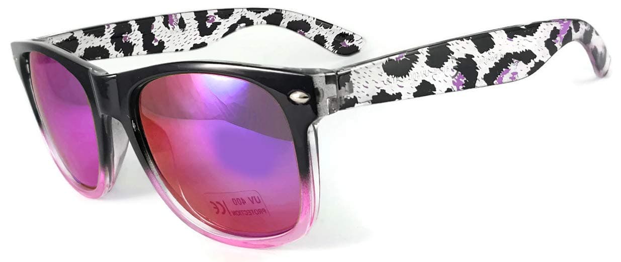 Sunglasses two tone gloss frame mirrored lens UV400