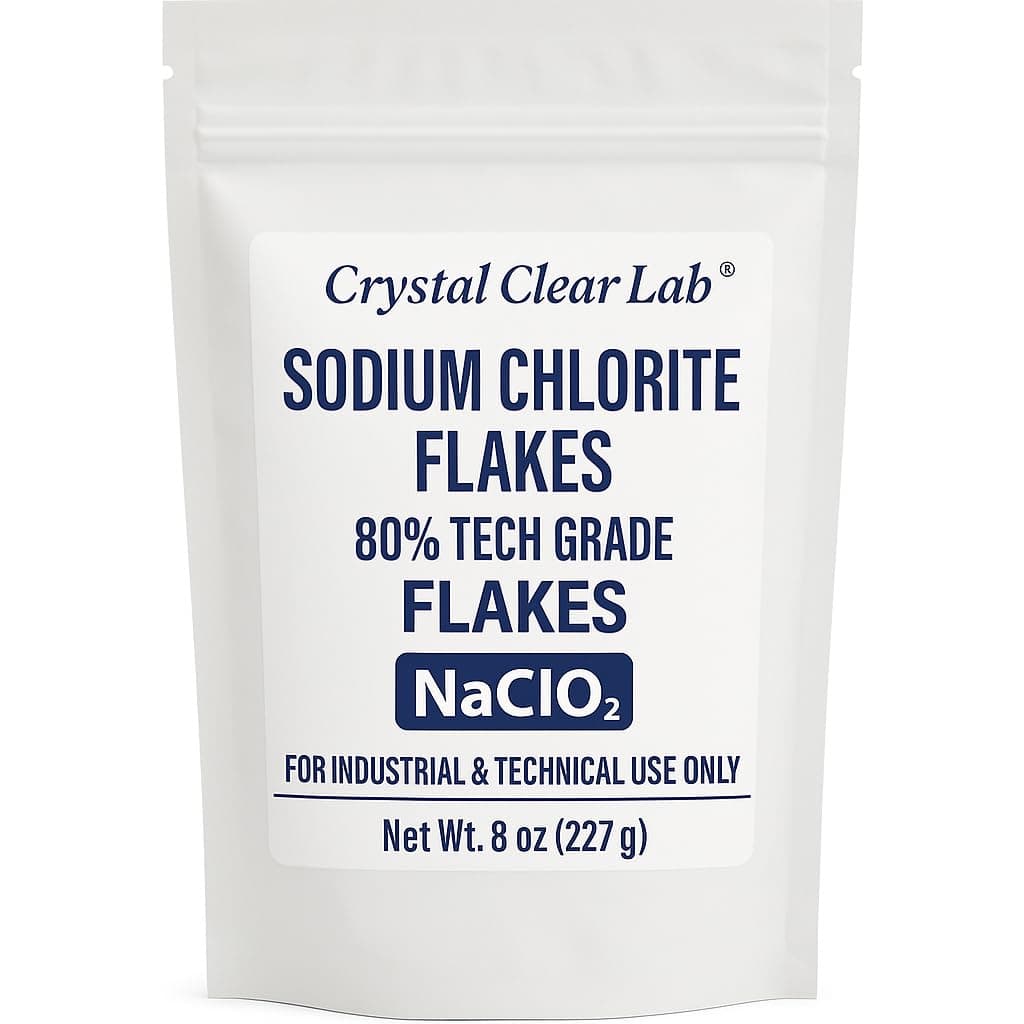 Crystal Clear Lab Sodium Chlorite 80% Flakes - 8oz Tech Grade Powder, 240g (1 Bag)