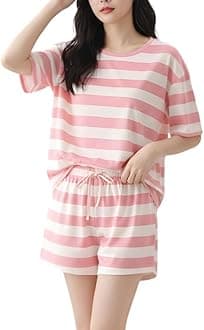 SMOWKLY Women Korean Shorts Pajama Set Cotton Blend Nightwear Set Top & Shorts Sleepwear Lounge Wear Soft Comfortable Night Suit Ladies Summer Night Dress Co-Ord Home Wear Set