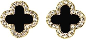 Clover Earrings for Women | Hypoallergenic Studded Clover Stud Earrings | Lovely Gift - Studded White