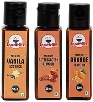 - fodfrillz Butterscotch, Orange, Vanilla food flavour essence 30 ml x 3 for Cakes, Jams, Cookies, Ice Cream and Puddings