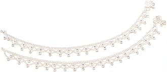 Jewar Mandi Anklet Silver Plated Ad Cz Multi-Color Stones Traditional Indian Payal Jewelry for Women & Girls
