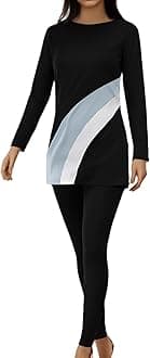 2025 Muslim Women Oversized Swimsuit Conservative Swimsuit Long Sleeve Trousers Swim Cap Three Piece Guard Women with Shorts (Grey, XL)