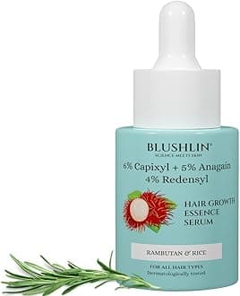 BLUSHLIN Hair Growth Serum With 3% Redensyl, 6% Capixyl & 5% Anagain, Rosemary Oil for Density & Volume | Controls Hair Fall & Frizz | For Women & Men (10ml)