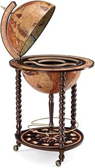 Waypoint Geographic Explora Bar Globe, 16” Diameter Elegant World Globe, Liquor Storage Mini Bar Globe for Home and Office Decor, 36.56" H x 23" W x 16" D, Honey Brown