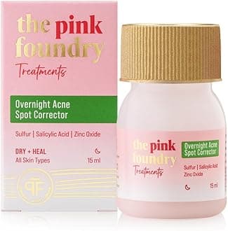 - The Pink Foundry Acne Spot Corrector with Salicylic Acid & Sulfur for Active Acne, Blackheads & Whiteheads | Reduce pimple with overnight use | All Skin Types | Dermatologically Tested | 15ml