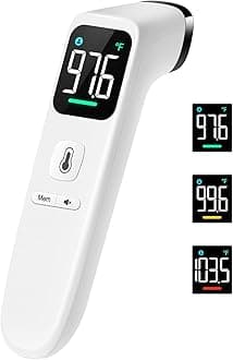 Touchless Thermometer for Adults and Kids, Fast Accurate Thermometer with Fever Alarm, 1S Reading & Silent Mode (LED-White)