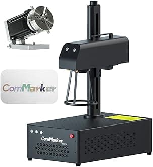 ComMarker B4 20W JPT Mopa Fiber Laser Engraving Machine with Rotary Axis,Support Lightburn Laser Engraver with 2Lens,2in1 Desktop Handheld Color Marking Machine for Stainless Steel,Ring,Tumbler