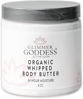 GLIMMER GODDESS Organic Body Butter - 8oz (Coconut Lime) - Lightweight Skin Moisturizer